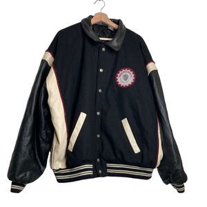 Warner Brothers Vintage Tasmanian 3D Black Wool Leather Thick Jacket Size XXL